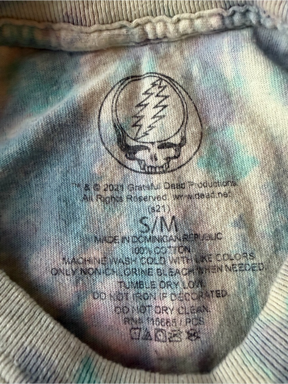 Grateful Dead S/M Dancing Bears Tie Dye Fringe Crop Reduce Reuse Recycle Tee - Picture 5 of 6